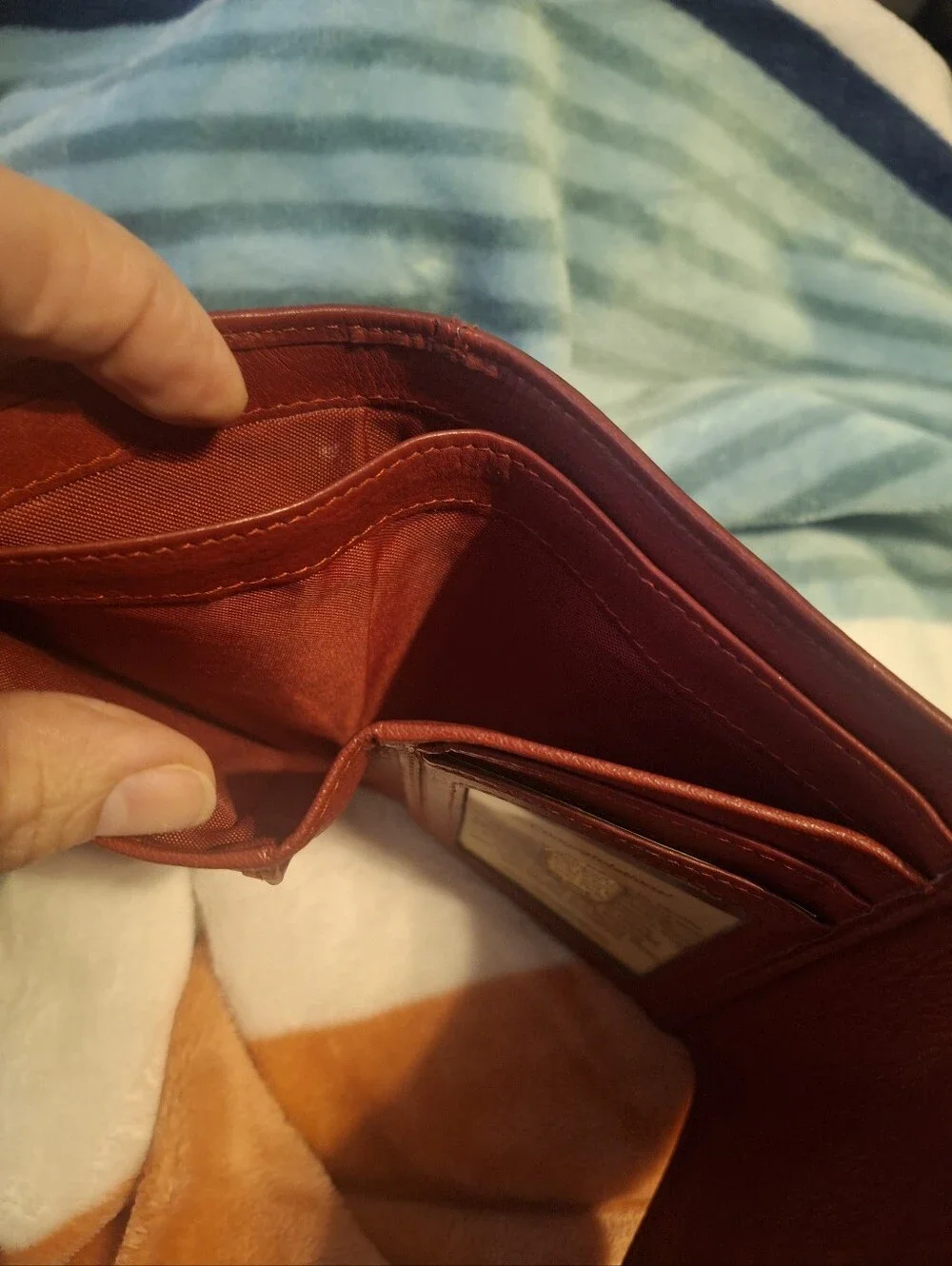 Compact Red Leather Women's Wallet with Silver Logo Accent
